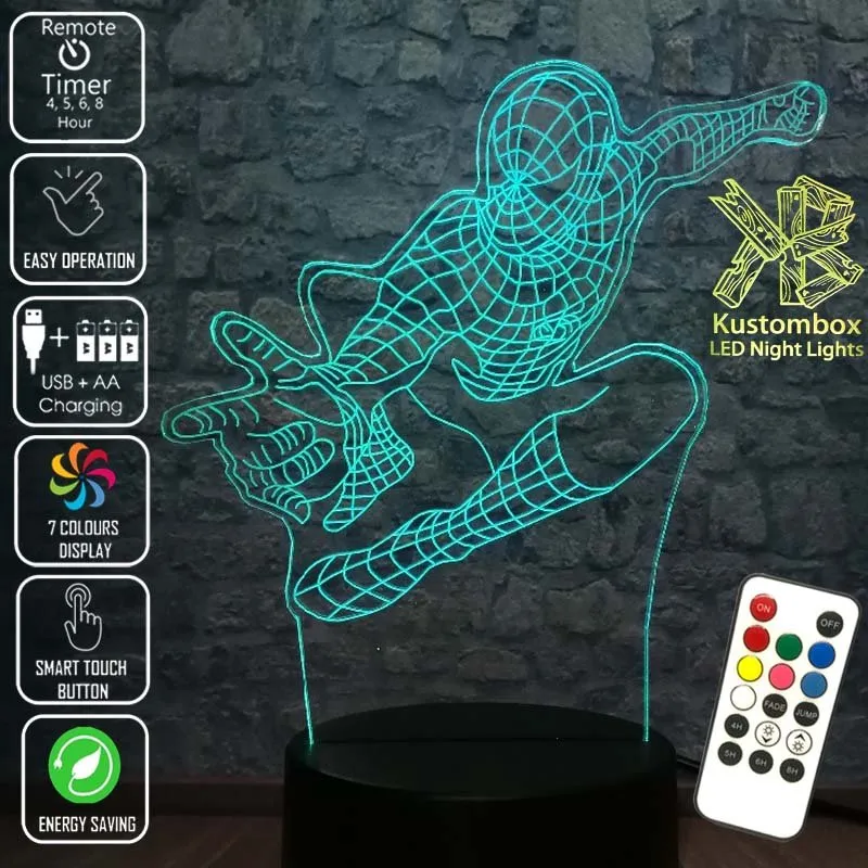 SPIDERMAN Personalised 3D LED Night Light Lamp